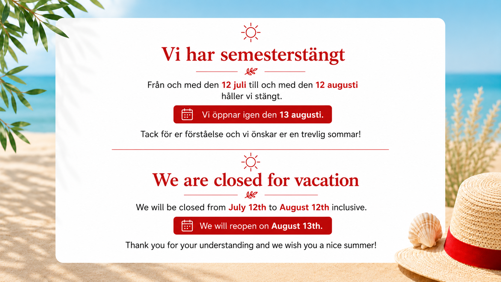 Vacation information